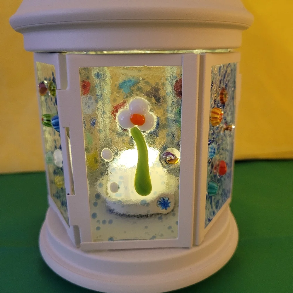 Handmade Metal Lantern with fused Glass (310)